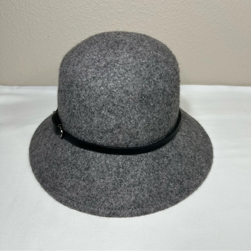 Nine‎ West Wool Gray Classic Vintage Inspired Cloche Bucket Hat One Size